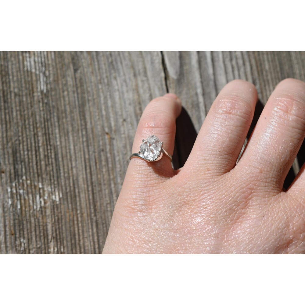 Engagement ring Sterling Silver Lake County Diamond Ring, Rough Raw Diamond , Un